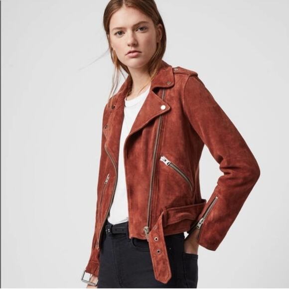 ALLSAINTS Balfern Suede Biker Jacket - Picture 3 of 15